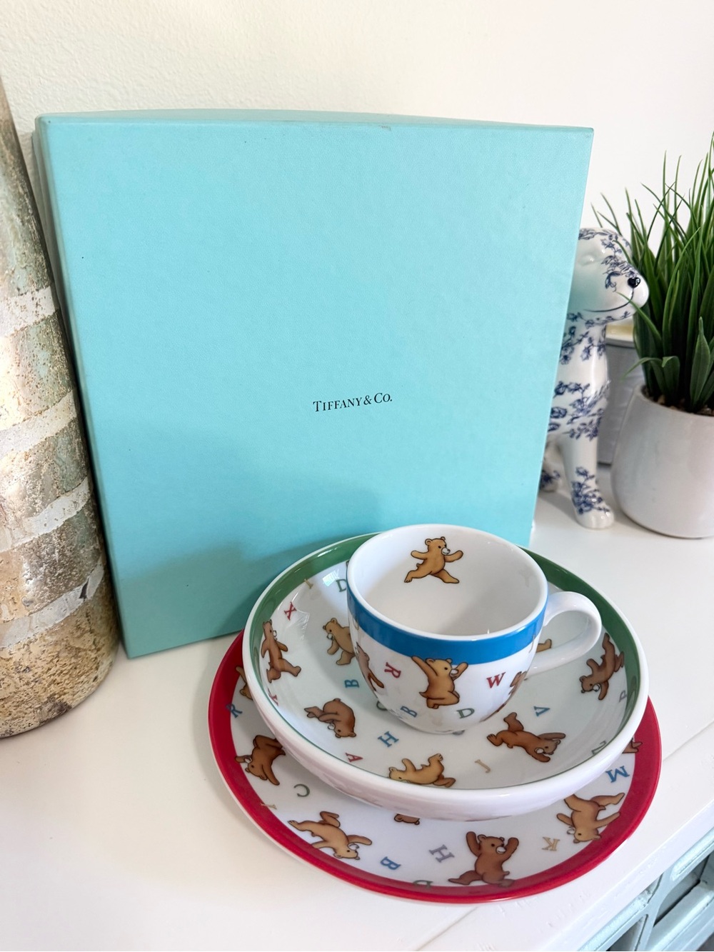 Tiffany & Co. "Alphabet Bears" 3-piece porcelain children's tableware set-2006